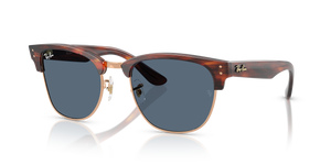 Striped Havana On Rose Gold  - Dark Blue