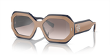 Navy Beige  - Clear Gradient Grey Mirror Silver