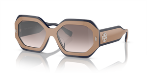 Navy Beige  - Clear Gradient Grey Mirror Silver