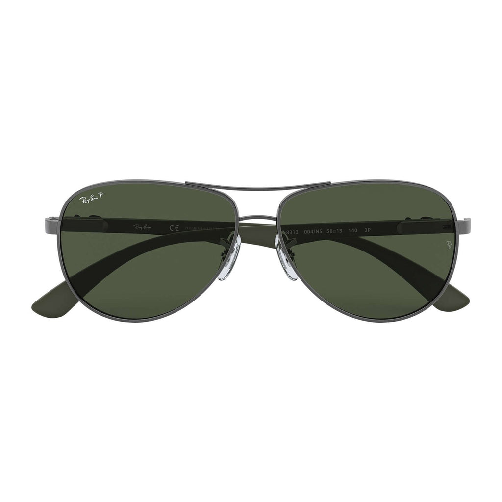 Ray Ban CARBON FIBRE RB8313 Green Silver Men's Polarized Sunglasses