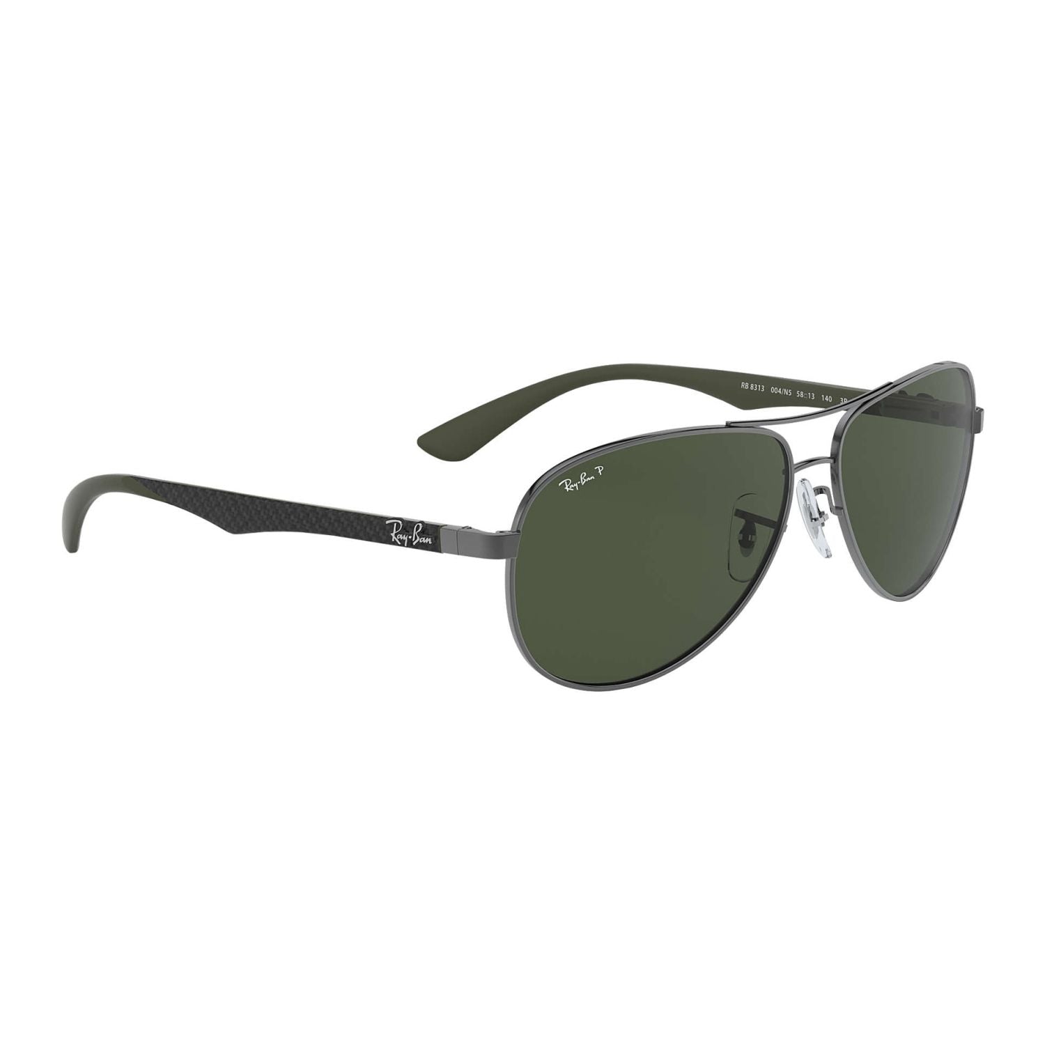 Ray Ban CARBON FIBRE RB8313 Green Silver Men's Polarized Sunglasses