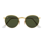 Ray Ban ROUND METAL RB3447 Green Gold Men's Sunglasses