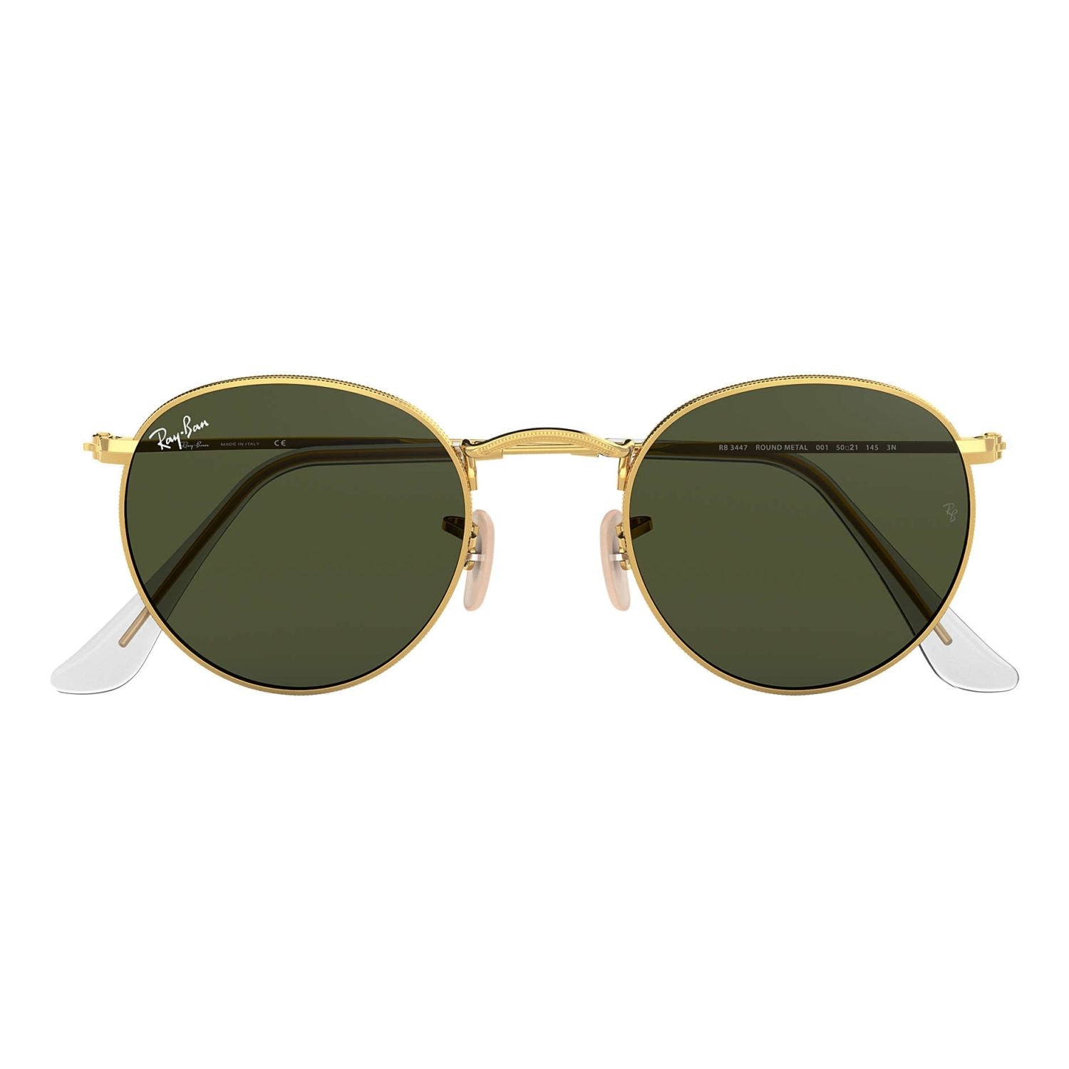 Ray Ban ROUND METAL RB3447 Green Gold Men's Sunglasses