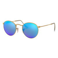 Ray Ban ROUND METAL RB3447 Blue Gold Men's Polarized Sunglasses
