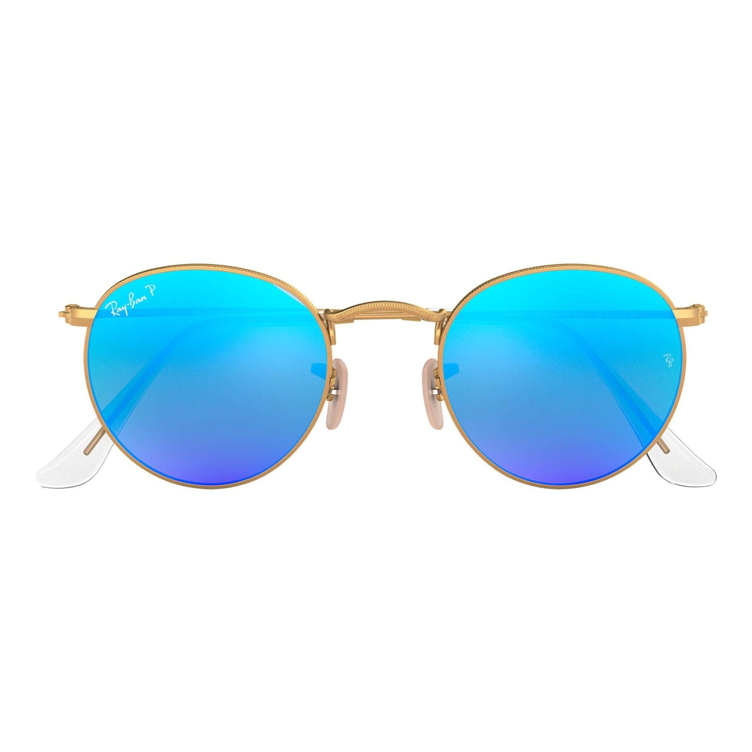 Ray Ban ROUND METAL RB3447 Blue Gold Men's Polarized Sunglasses