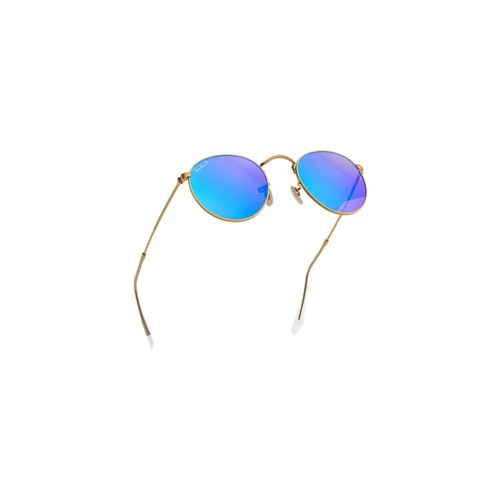 Ray Ban ROUND METAL RB3447 Blue Gold Men's Polarized Sunglasses